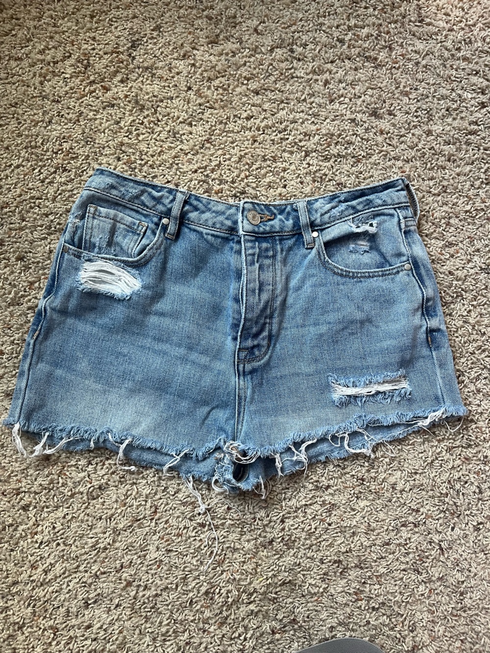 Pacsun Mom Jean Blue Distressed Denim Shorts